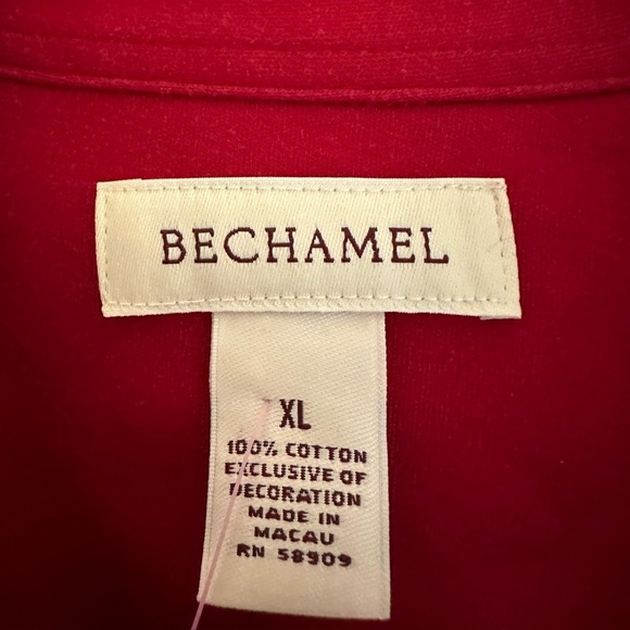 Bechamel Womens Red Snowman Button Up Cardigan Sweater/Shirt Sz XL 100% Cotton - Picture 2 of 6